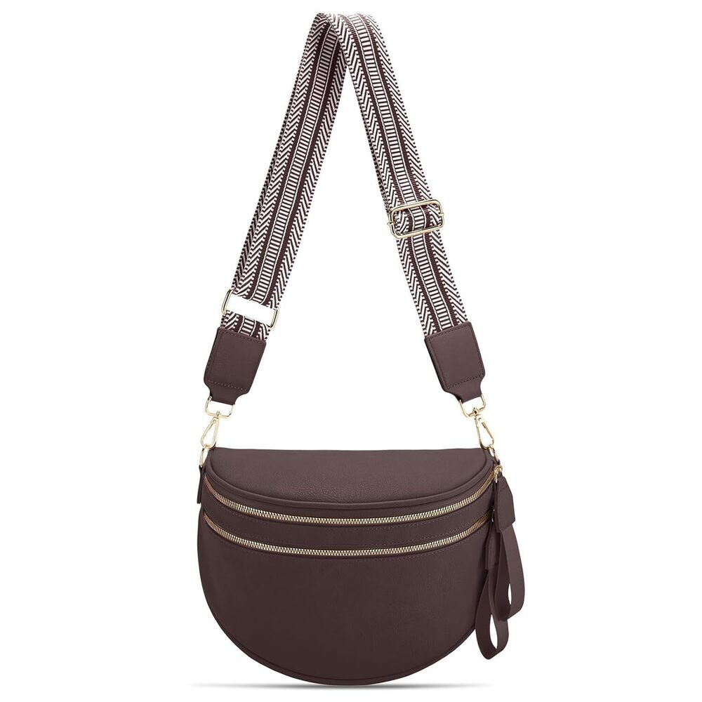 Leather Crossbody Bag Bum Bag for Women Large Sling Bag Cross Body Purse